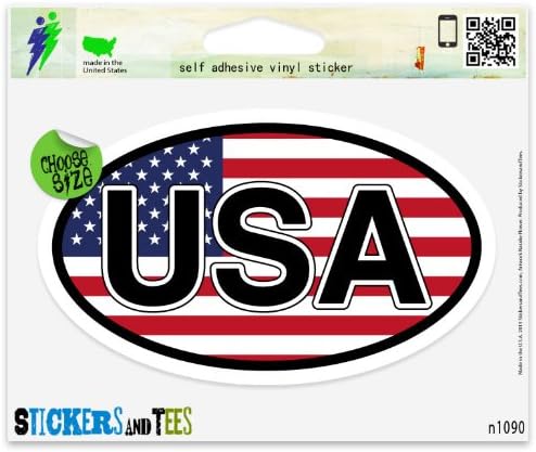USA Flag Oval Vinyl Car Bumper Window Sticker 3" x 2"