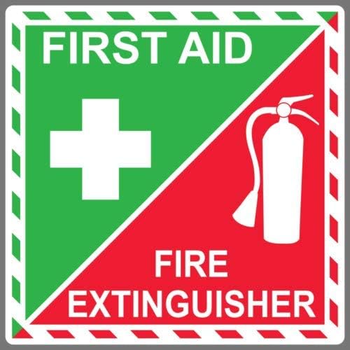 First Aid Fire Extinguisher Inside Vinyl Sticker Decal Emergency Safety Kit (7.65" х 7.65")