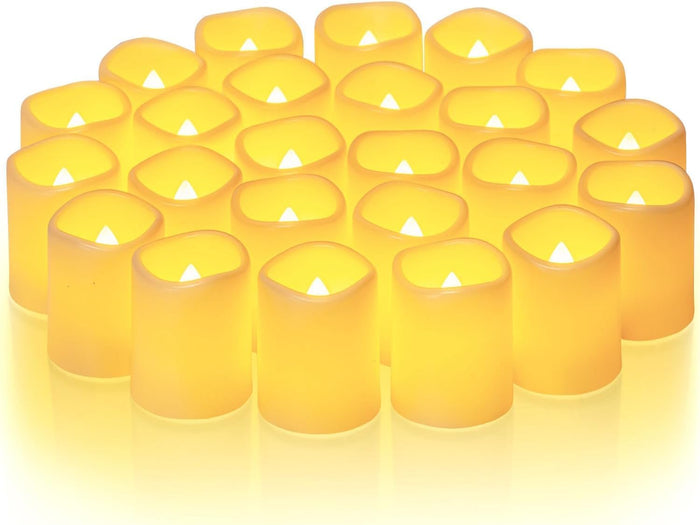 Homemory 24 Pack Ivory Flameless Flickering LED Votive Tealights Candles