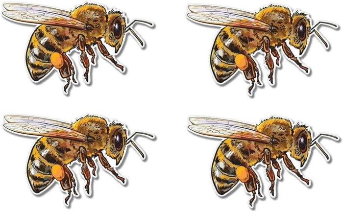 Pack of 4-3 Inch Stickers - Honey Bee - Vinyl Sticker Waterproof Decal - Sticker Graphic Decal