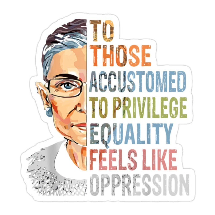 HALLOFLOVE (3 PCs/Pack) Privilege Ruth Bader Ginsburg RBG Equality Womens Die-Cut Stickers Decals for Laptop Window Car Bumper Helmet Water Bottle