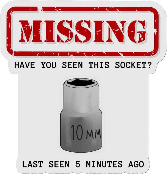 Funny Auto Mechanic 10mm Socket Ratchet Wrench Vinyl Sticker Decal - 3 Pack