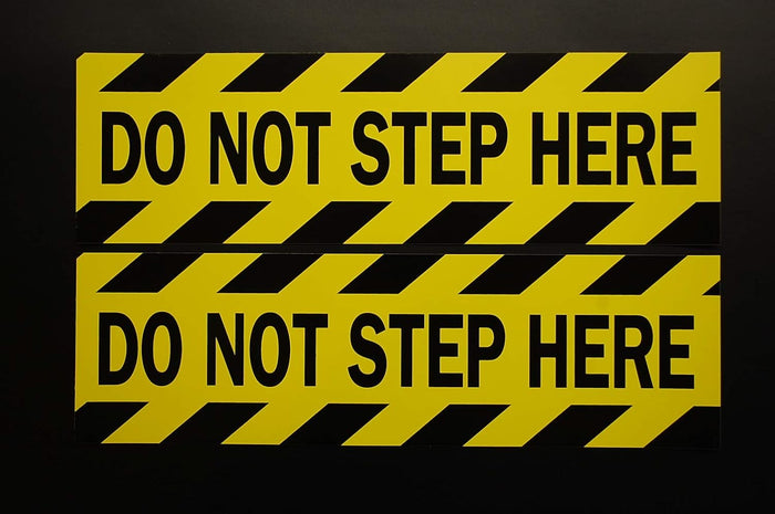 Do Not Step Here Stickers Vinyl Decals (2 Pack) 6" X 2.5" Caution Indoor Outdoor (X2PS36)