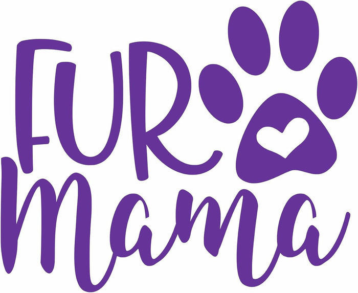 Dixies Decals Fur Mama with Paw Print Cat Dog Vinyl Decal Car Truck Laptop Wall Glass (5.5, Purple)