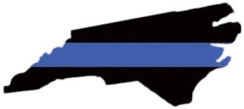 North Carolina State Shaped The Thin Blue Line Sticker Police Support NC V2 5" Bumper Locker Laptop Window - Sticks to Any Surface