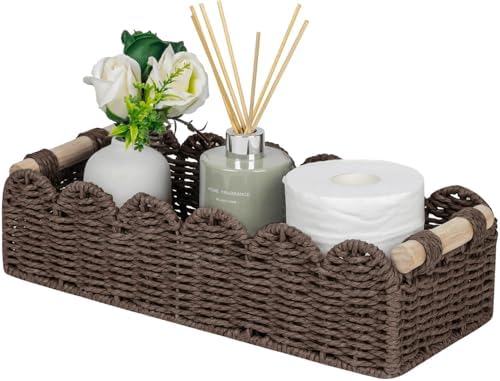 CubesLand Scalloped Toilet Paper Storage Basket W/Handle for Home Decor|B0DQP9K8CD