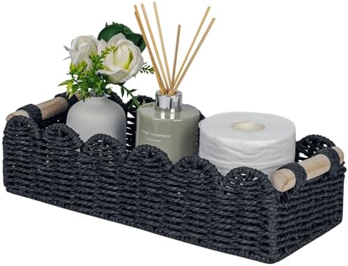 CubesLand Scalloped Toilet Paper Storage Basket W/Handle for Home Decor|B0DQP9K8CD
