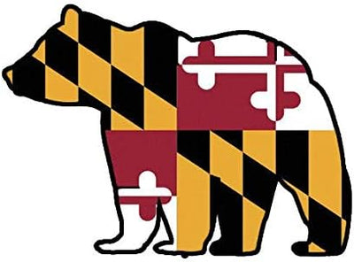 Maryland State Shaped Bear Flag Sticker Decal Vinyl Outdoors Wilderness MD 5" Bumper Locker Laptop Window - Sticks to Any Surface