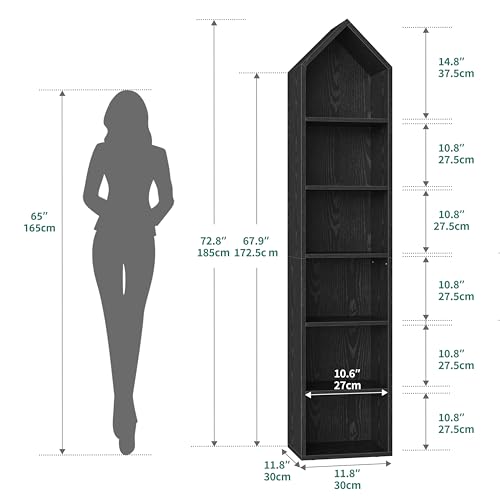 YITAHOME 5-Tier Corner Shelf, 70.8" Tall Modern Free Standing Corner Bookshelf, 5 Shelf Display Bookcase and Bookshelves,Wooden Open Storage Book Shelves for Living Room, Home Office, White