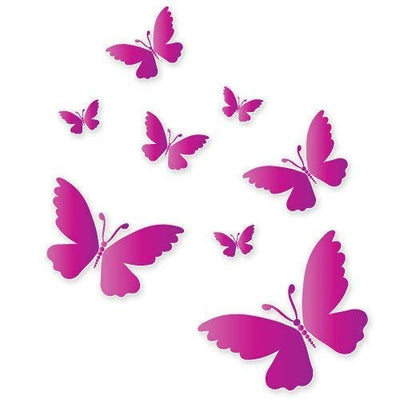 Pink Butterflies Beautiful Set of 8 Vinyl Stickers - Car Phone Helmet Bumper Sticker Decal