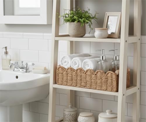 CubesLand Scalloped Toilet Paper Storage Basket W/Handle for Home Decor|B0DQP9K8CD