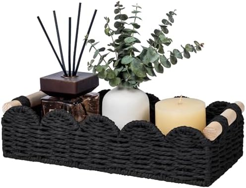 CubesLand Scalloped Toilet Paper Storage Basket W/Handle for Home Decor|B0DQP9K8CD