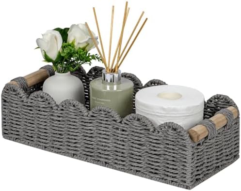 CubesLand Scalloped Toilet Paper Storage Basket W/Handle for Home Decor|B0DQP9K8CD