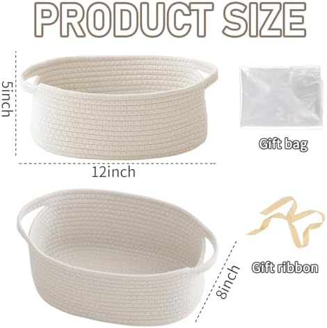 JMvicyroam Small Woven Basket, Empty Gift Basket, White/1 Pack|B0FGP87WT1