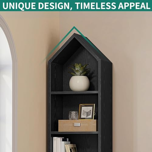 YITAHOME 5-Tier Corner Shelf, 70.8" Tall Modern Free Standing Corner Bookshelf, 5 Shelf Display Bookcase and Bookshelves,Wooden Open Storage Book Shelves for Living Room, Home Office, White