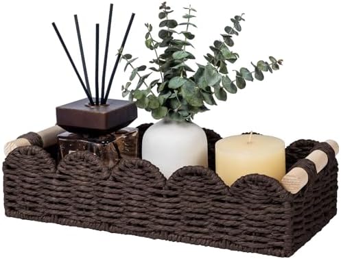 CubesLand Scalloped Toilet Paper Storage Basket W/Handle for Home Decor|B0DQP9K8CD