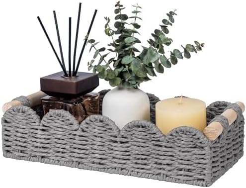 CubesLand Scalloped Toilet Paper Storage Basket W/Handle for Home Decor|B0DQP9K8CD