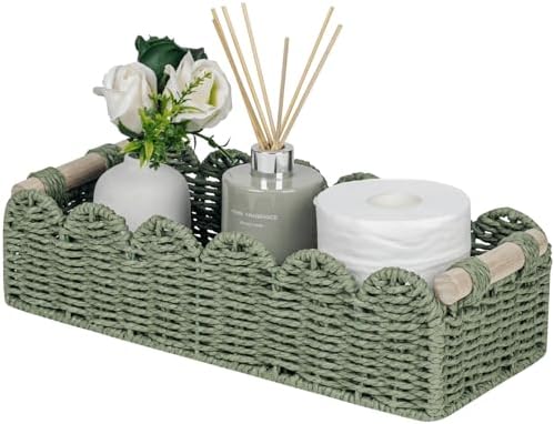 CubesLand Scalloped Toilet Paper Storage Basket W/Handle for Home Decor|B0DQP9K8CD