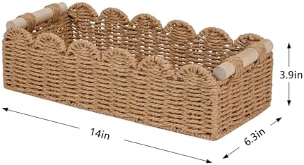 CubesLand Scalloped Toilet Paper Storage Basket W/Handle for Home Decor|B0DQP9K8CD