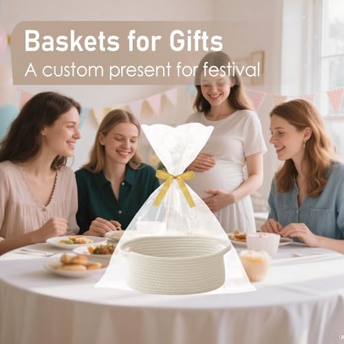 JMvicyroam Small Woven Basket, Empty Gift Basket, White/1 Pack|B0FGP87WT1