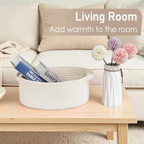 JMvicyroam Small Woven Basket, Empty Gift Basket, White/1 Pack|B0FGP87WT1