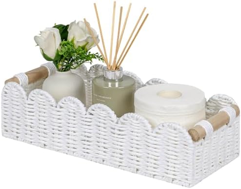 CubesLand Scalloped Toilet Paper Storage Basket W/Handle for Home Decor|B0DQP9K8CD