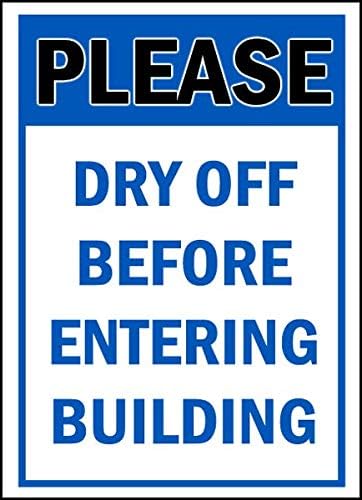 Vinyl Stickers - Bundle - Safety and Warning & Warehouse Signs Stickers - Please Dry Off Before Entering Sign - 3 Pack (3.5" x 5")