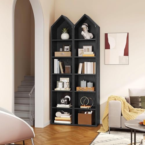 YITAHOME 5-Tier Corner Shelf, 70.8" Tall Modern Free Standing Corner Bookshelf, 5 Shelf Display Bookcase and Bookshelves,Wooden Open Storage Book Shelves for Living Room, Home Office, White