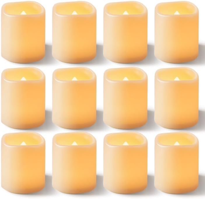 Homemory 24 Pack Ivory Flameless Flickering LED Votive Tealights Candles