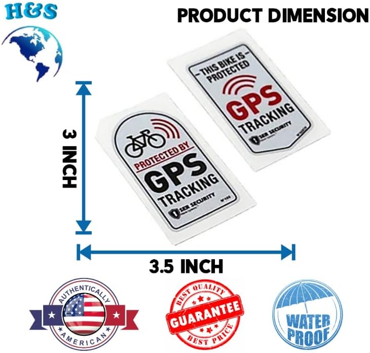 (2Pcs) Warning GPS Tracking Sticker | Tracker Alarm | car - Bike - Motorcycle Protected Bumper Sticker 3 in x 3.5 in