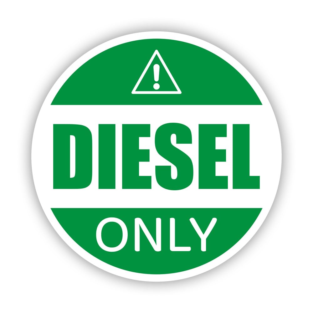 Round Diesel Only Sticker Decal - Self Adhesive Vinyl - Weatherproof - Made in USA - Fuel Hazard Warning - 2" x 2"