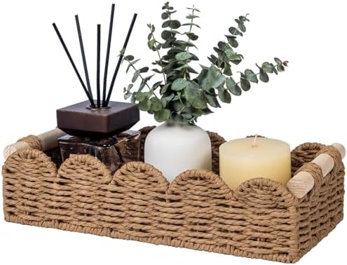CubesLand Scalloped Toilet Paper Storage Basket W/Handle for Home Decor|B0DQP9K8CD