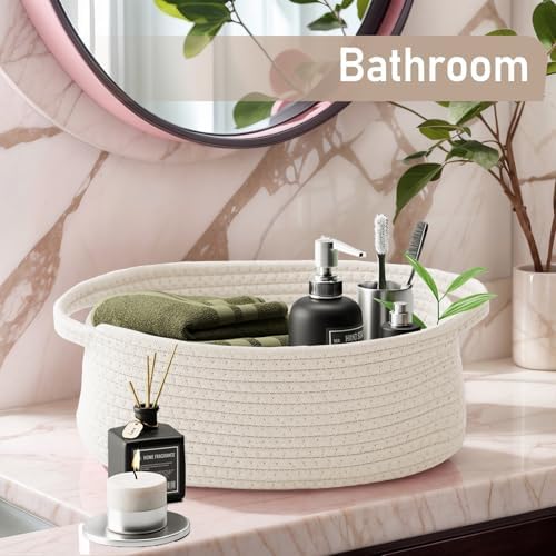 JMvicyroam Small Woven Basket, Empty Gift Basket, White/1 Pack|B0FGP87WT1