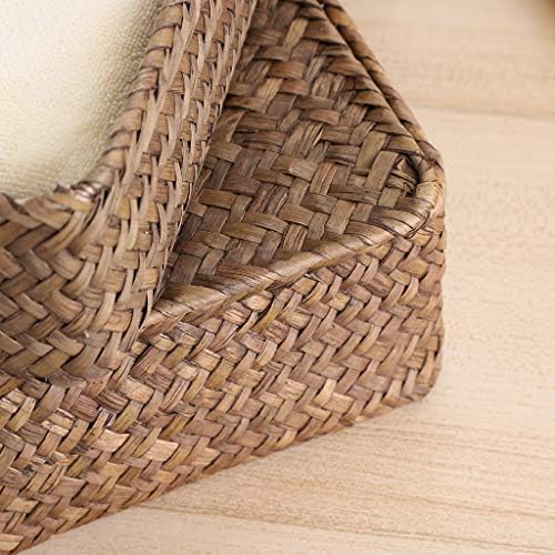 Hipiwe Set of 2 Flat Wicker Storage Basket Bins with Lid Woven Seagrass Box|B08GKMFWM7