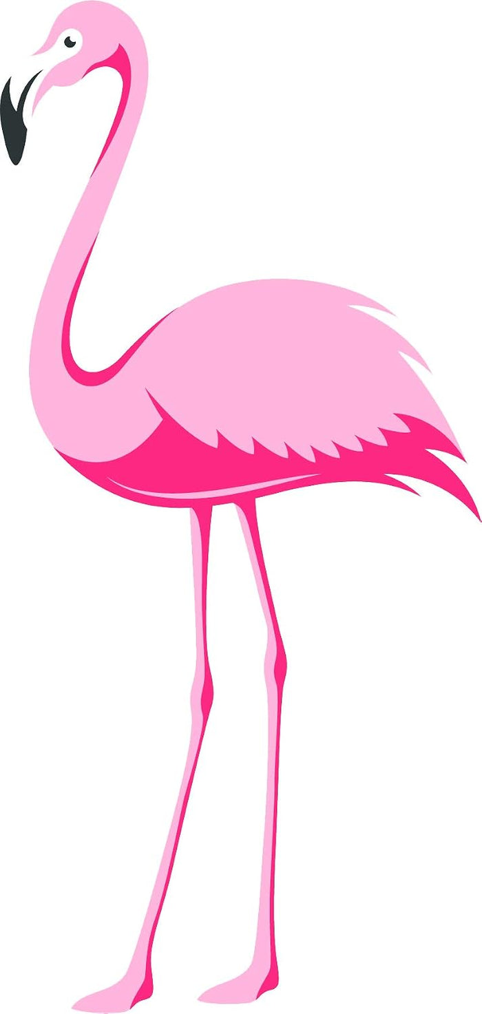 Cute Pretty Pink Wild Flamingo Cartoon Art Vinyl Sticker (4" Tall, Legs Down)