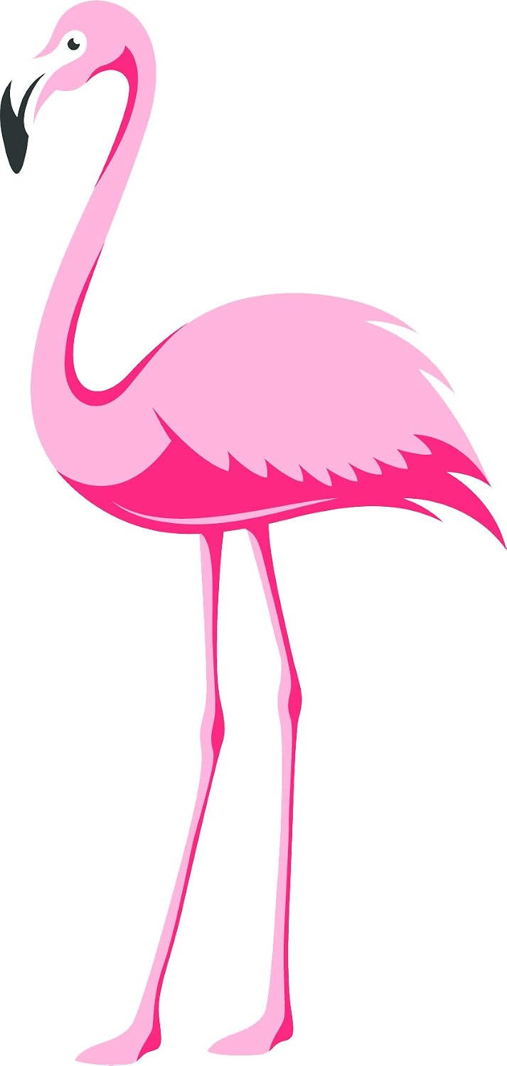 Cute Pretty Pink Wild Flamingo Cartoon Art Vinyl Sticker (4" Tall, Legs Down)