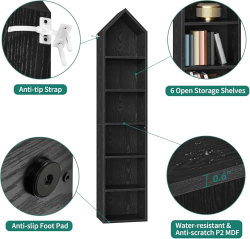 YITAHOME 5-Tier Corner Shelf, 70.8" Tall Modern Free Standing Corner Bookshelf, 5 Shelf Display Bookcase and Bookshelves,Wooden Open Storage Book Shelves for Living Room, Home Office, White