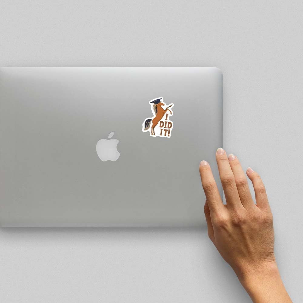 Sticker I Did It Horse with Graduation Cap Graduate Decal for Car Truck Bumper Laptop Vinyl Window Wall US