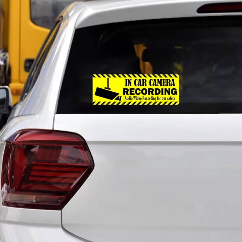 Camera Audio Video Recording Window Cars Stickers 2x6 Inch in Car Camera Recording Labels Cam On Board Video Sign for Car Window Bumper Safety 4 PCS (Yellow)