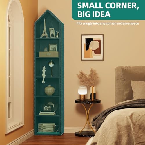 YITAHOME 5-Tier Corner Shelf, 70.8" Tall Modern Free Standing Corner Bookshelf, 5 Shelf Display Bookcase and Bookshelves,Wooden Open Storage Book Shelves for Living Room, Home Office, White