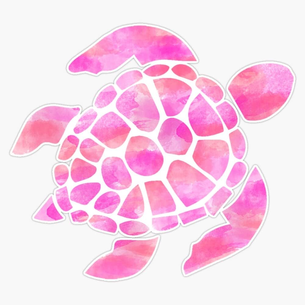 Sea Turtle Watercolor Pink Vinyl Decal Bumper Sticker 5"