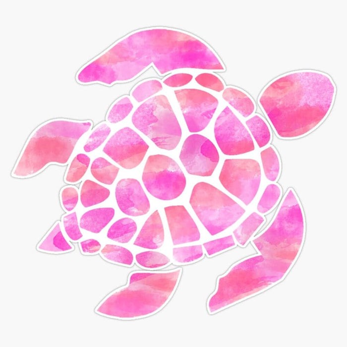 Sea Turtle Watercolor Pink Vinyl Decal Bumper Sticker 5"