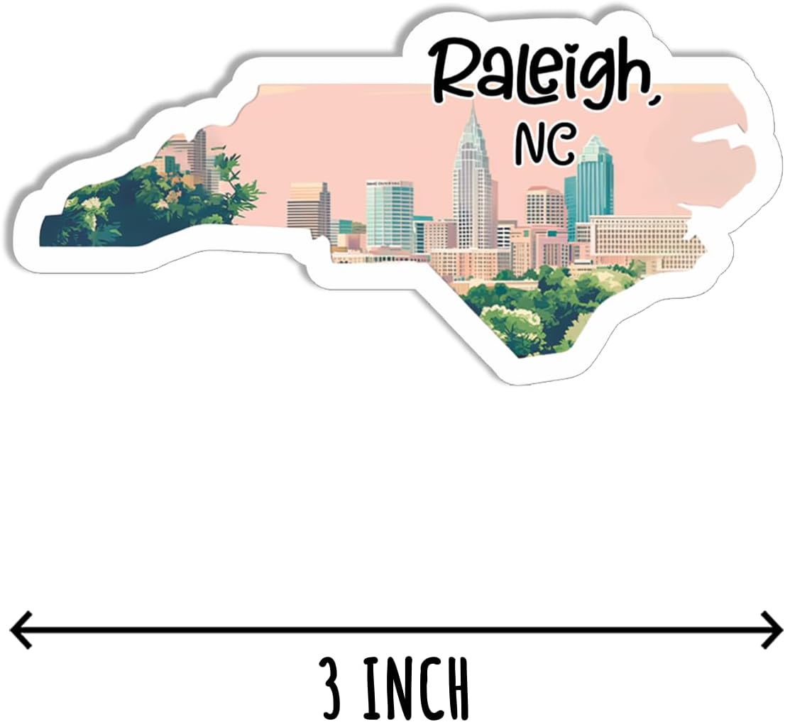 3Pcs Raleigh North Carolina Sticker - North Carolina - Travel - Funny - Sticker for Water Bottle - Mug - Laptop - Notebook - Luggage