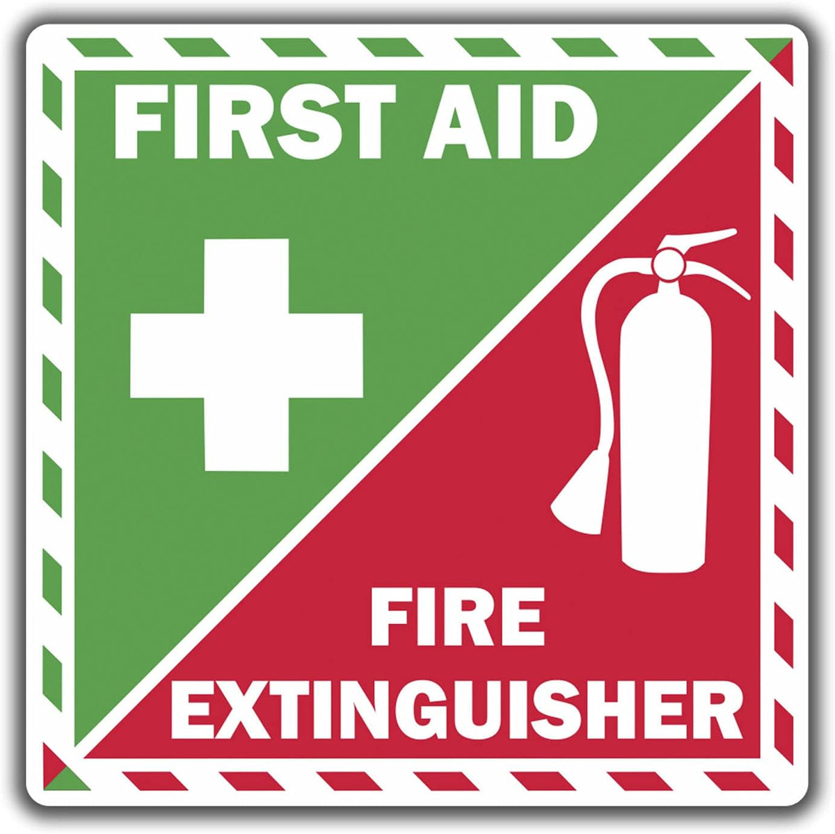 First Aid Fire Extinguisher Inside Vinyl Sticker Decal Emergency Safety Kit (7.65" х 7.65")