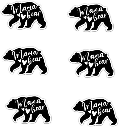 Pack of 6-2'' Stickers - Mama Bear Black Shape Heart Sticker - Laptop Sticker - Waterproof Vinyl for Car Phone Water Bottle - Mom Mama Bear Decal - Sticker Graphic Decal