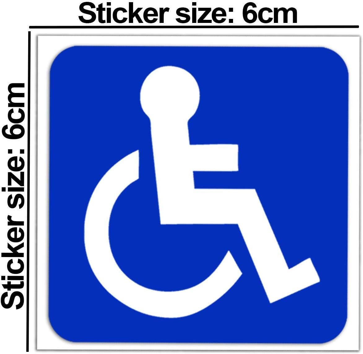 Skino EU® Set of 2 Vinyl Car Stickers Disabled Symbol Wheelchair Users Wheelchair Stickers Car Moto Motorcycle Bicycle Window Door Tuning B 1