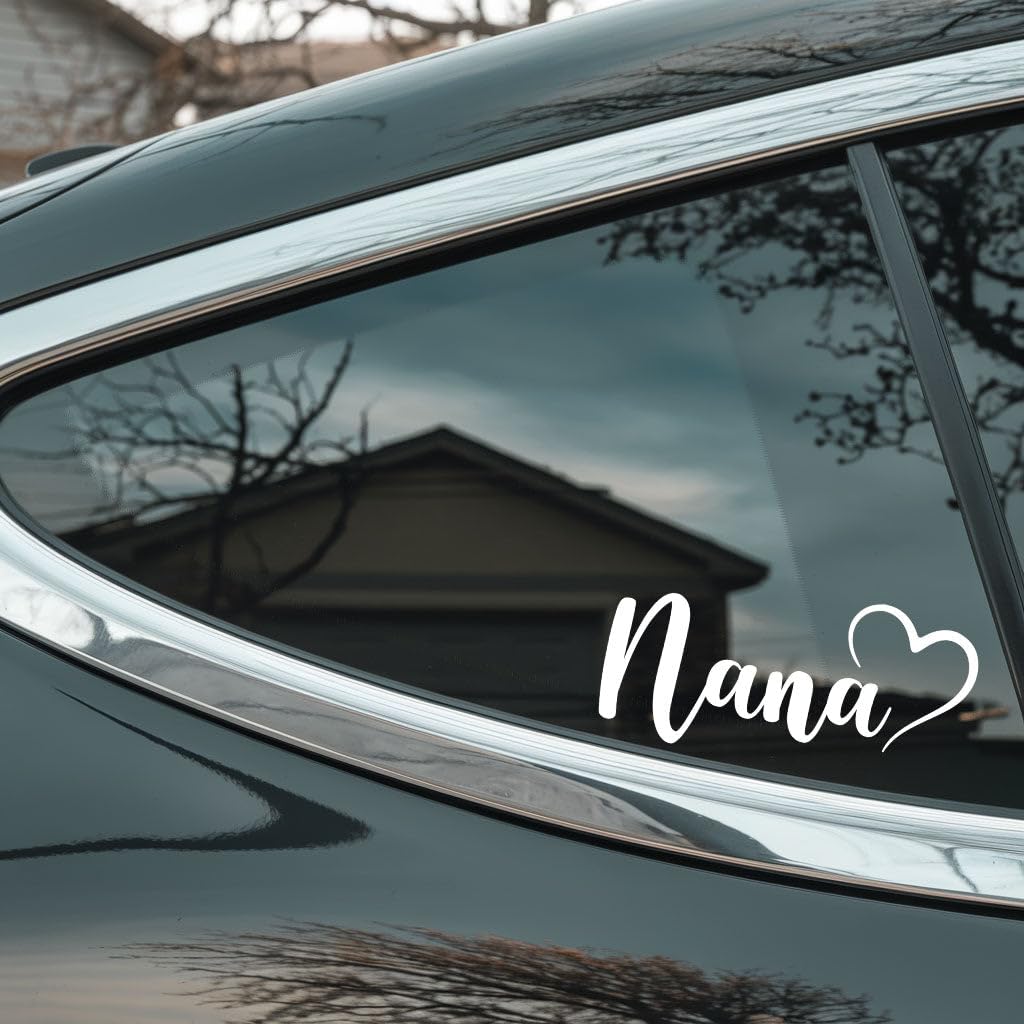 Nana Car Decal with Heart Accent - Timeless and Loving Expression of Care - Clean and Minimal Script for Gentle Decoration - Clear and Warm Presence in Visual Form