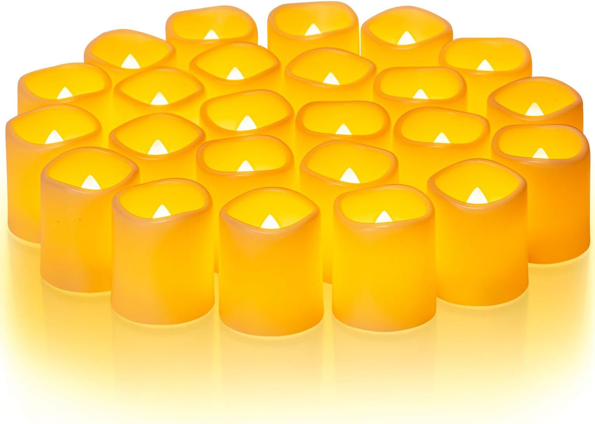 Homemory 24 Pack Ivory Flameless Flickering LED Votive Tealights Candles