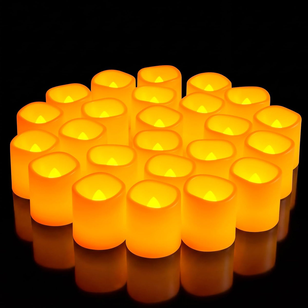 Homemory 24 Pack Ivory Flameless Flickering LED Votive Tealights Candles