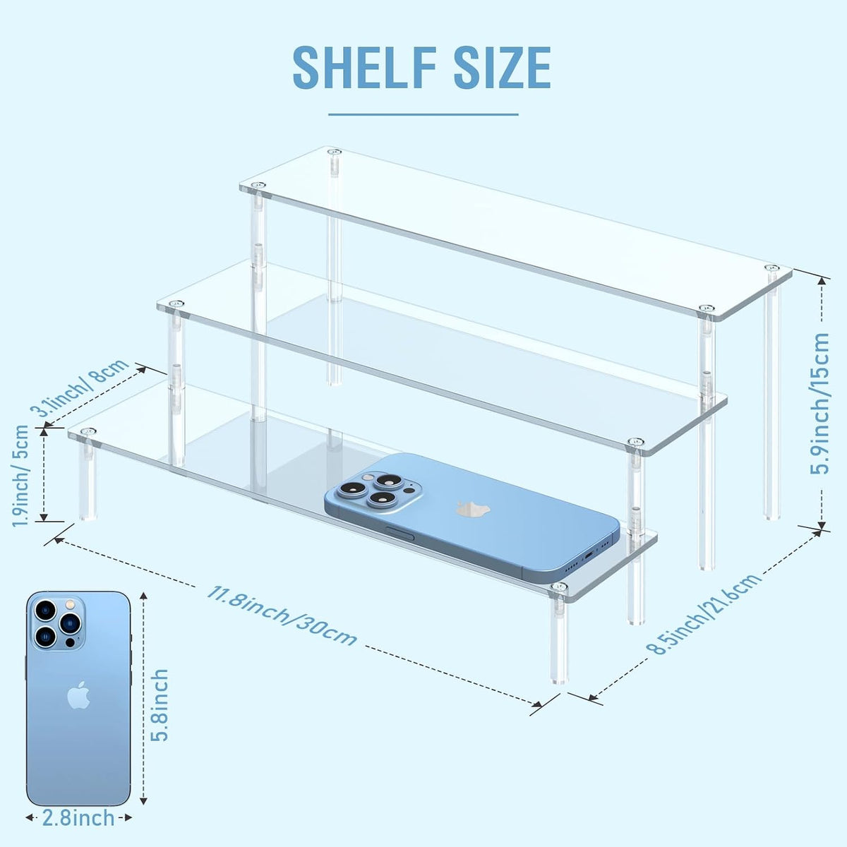 Acrylic Display Risers, 3 Tier Perfume Organizer, Clear Cupcake Stand